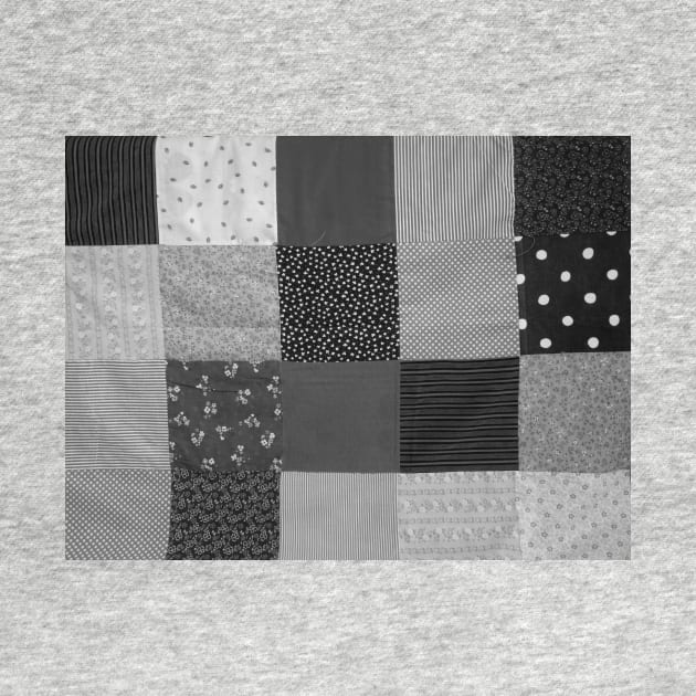 fabric squares of black and white patchwork by pollywolly